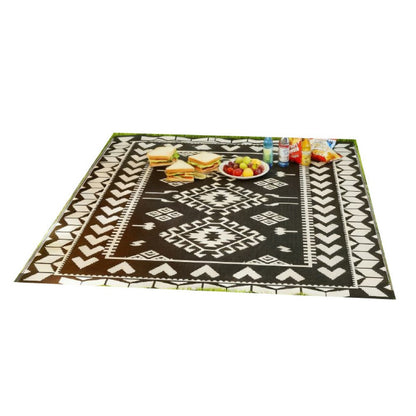 Pema Outdoor Area Rug, Black and White Patchwork, Large 8x10 Beach Rug