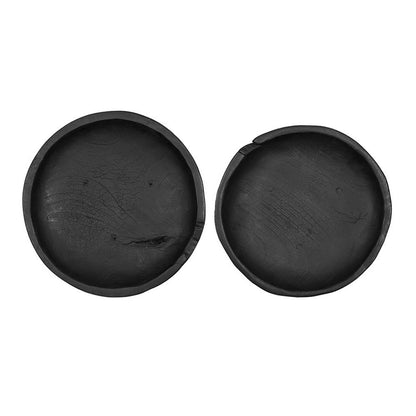 Decorative Footed Bowls Set of 2, Tripod Legs, Black Teak Wood