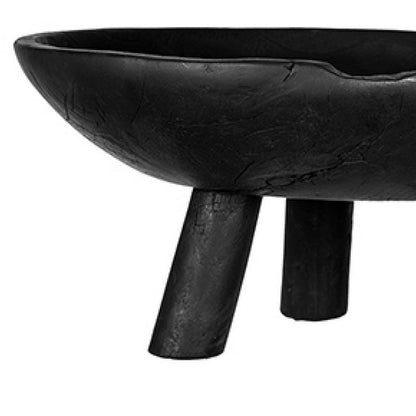 Decorative Footed Bowls Set of 2, Tripod Legs, Black Teak Wood