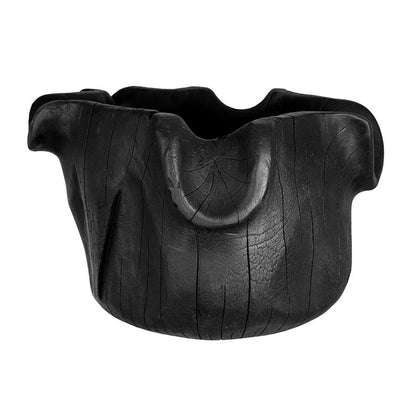 Decorative Bowl, Organic Ruffled Raised Edges, 14 Inch Black Teak Wood