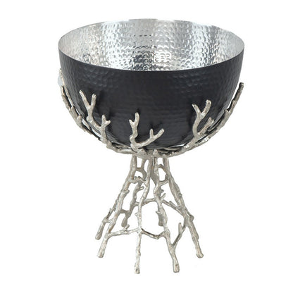 Elsie Hammered Decorative Bowl, Nickel Twig Base