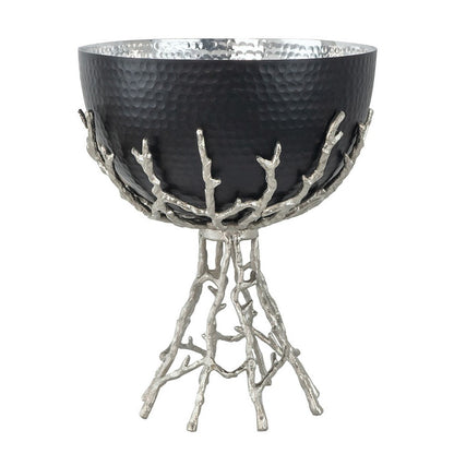 Elsie Hammered Decorative Bowl, Nickel Twig Base