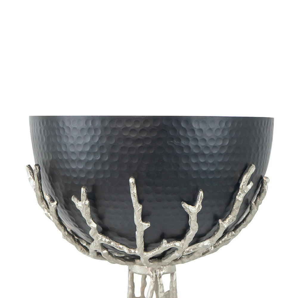 Elsie Hammered Decorative Bowl, Nickel Twig Base