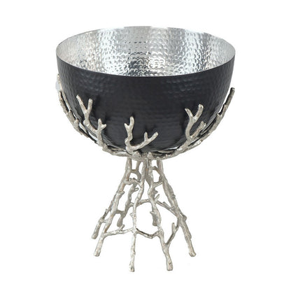 Elsie Hammered Decorative Bowl, Nickel Twig Base