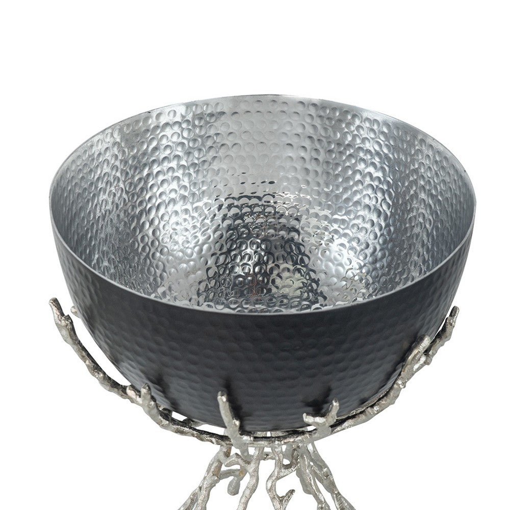 Elsie Hammered Decorative Bowl, Nickel Twig Base
