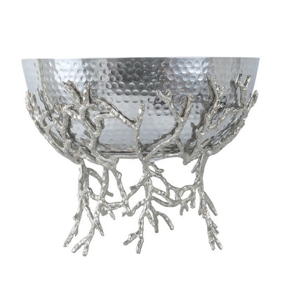 Elsie Hammered Decorative Bowl, Nickel Twig Base