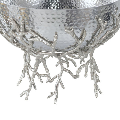 Elsie Hammered Decorative Bowl, Nickel Twig Base