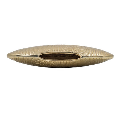 Judah Oval Disc Vase, Carved Timber-Like Texture