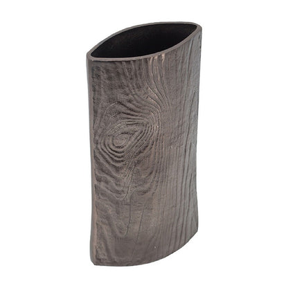 Faye Timber-Eye Decorative Vase, Wood-Grain Texture
