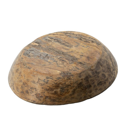 Gwen Antique Wooden Round Parrat, Brown Carved Solid Wood 21 Inch
