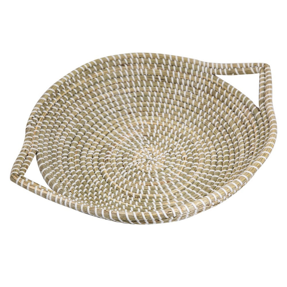 Jea Farmhouse Decor Bowl, 17 Inch Natural Brown Seagrass Cord Woven