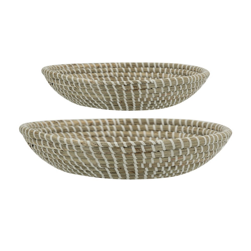 Jea Nesting Storage Bowls Set of 2, Natural Brown Seagrass Cord Woven