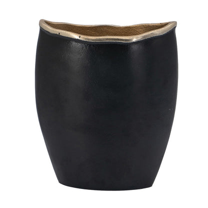 Decorative Oval Vase, Live Edge Curved Gold Rim