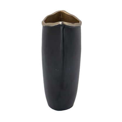 Decorative Oval Vase, Live Edge Curved Gold Rim