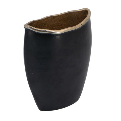 Decorative Oval Vase, Live Edge Curved Gold Rim
