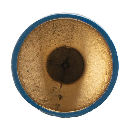 Dany Vase, Crocodile Texture, Watertight Base, 8 Inch Blue Aluminum