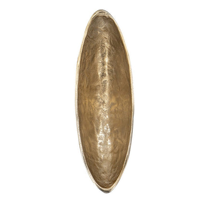Decorative Bowl, 14 Inch Oval Shape with Pedestal Stand, Black, Gold