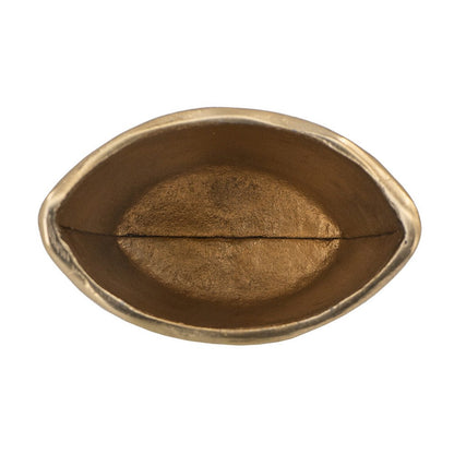 Decorative Vase, 8 Inch Curved Rim Edge Aluminum Black and Gold