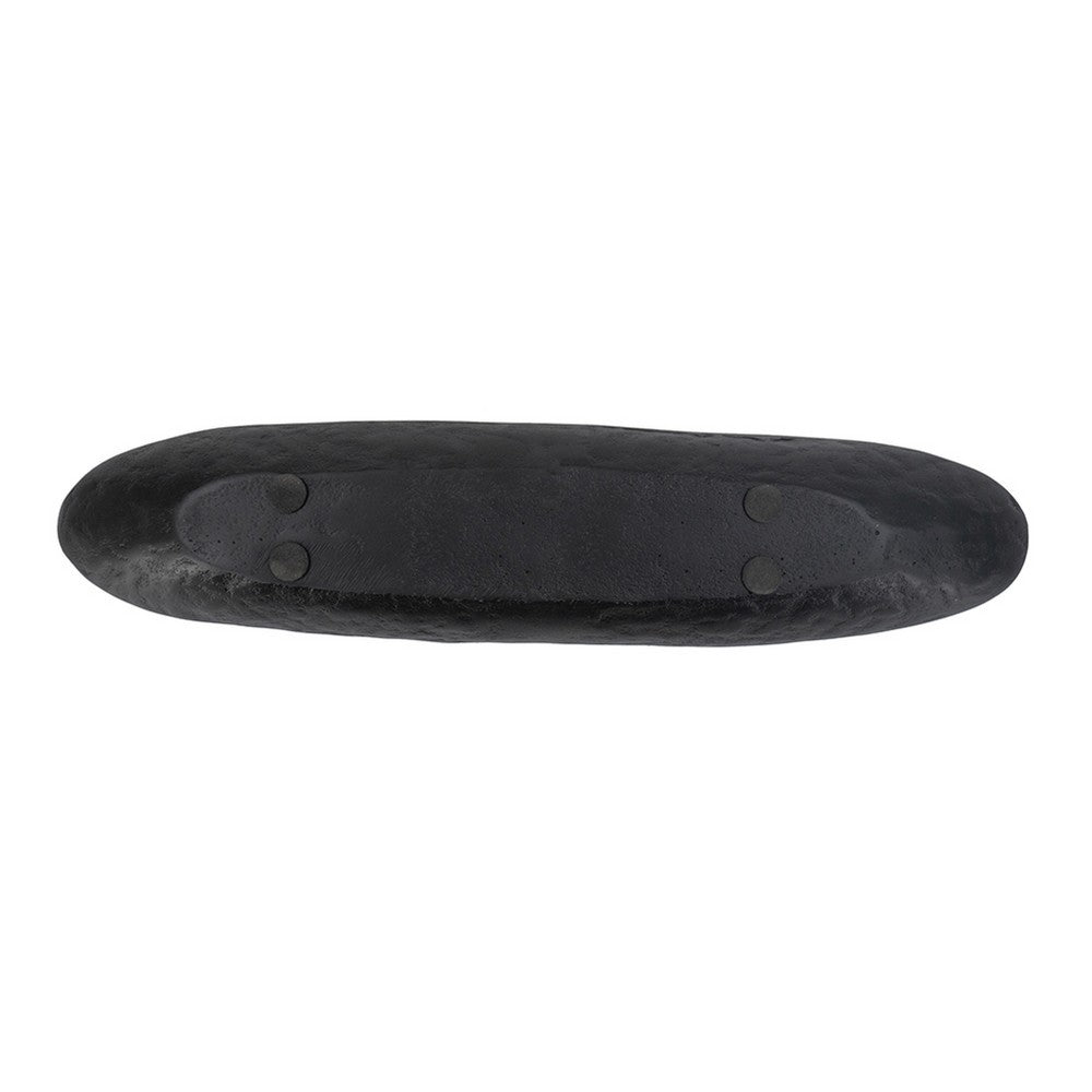 Decorative Bowl, 16 Inch Long Oval Shape, Luxe Black and Gold Aluminum