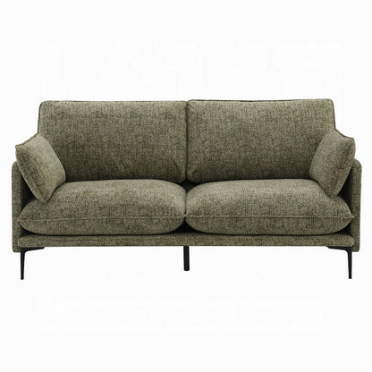 Dima Sofa with 2 Pillows, Green Chenille Upholstered Cushions, 75 Inch