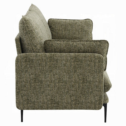 Dima Sofa with 2 Pillows, Green Chenille Upholstered Cushions, 75 Inch