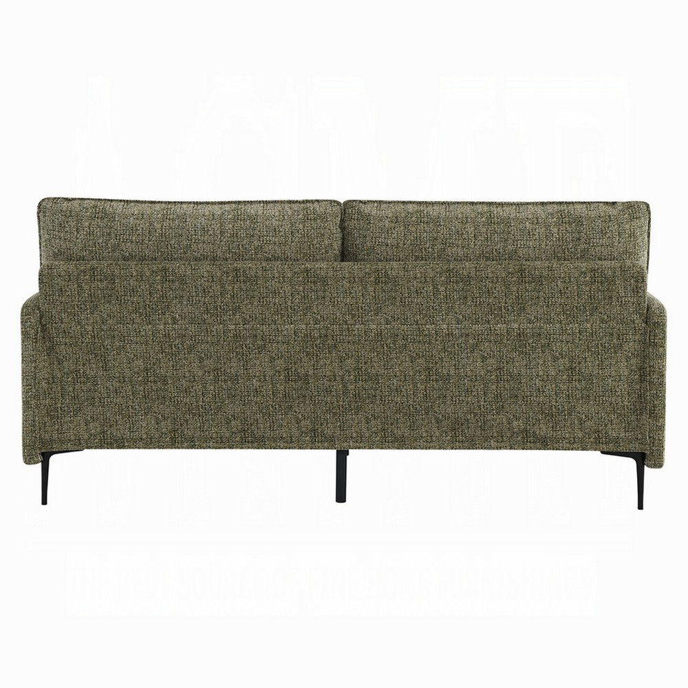 Dima Sofa with 2 Pillows, Green Chenille Upholstered Cushions, 75 Inch