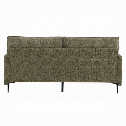 Dima Sofa with 2 Pillows, Green Chenille Upholstered Cushions, 75 Inch