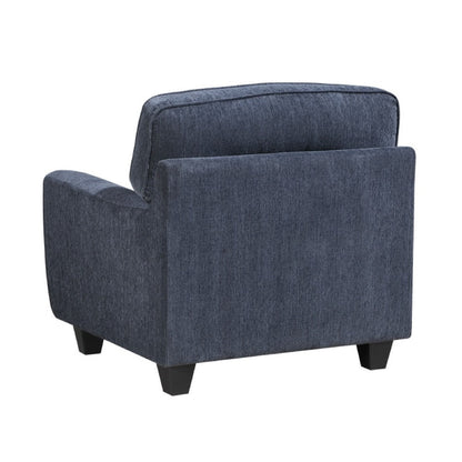 Beny Accent Chair w Pillow, Track Arms, Foam Fill Blue Chenille, Black
