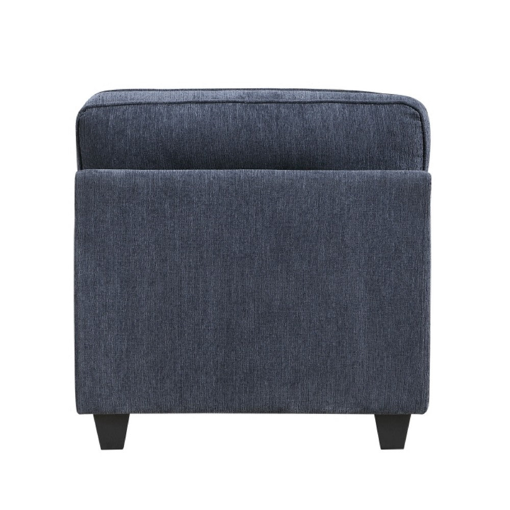 Beny Accent Chair w Pillow, Track Arms, Foam Fill Blue Chenille, Black