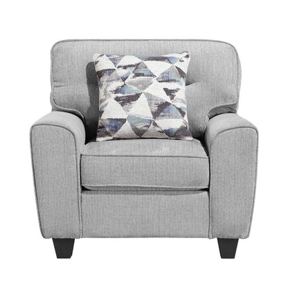 Beny Accent Chair w Pillow, Track Arms, Foam Fill Gray Chenille, Black