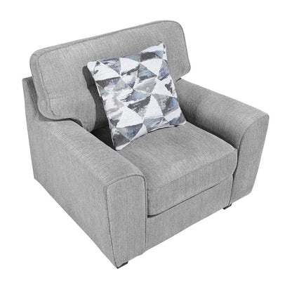 Beny Accent Chair w Pillow, Track Arms, Foam Fill Gray Chenille, Black