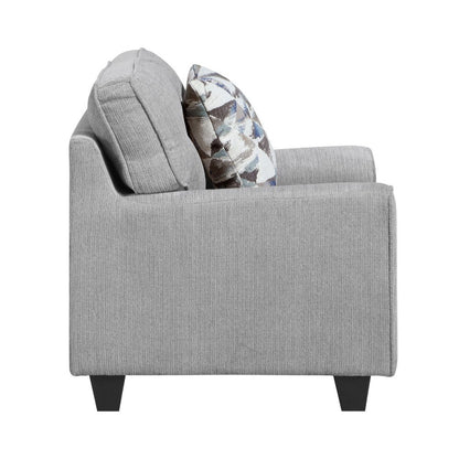Beny Accent Chair w Pillow, Track Arms, Foam Fill Gray Chenille, Black