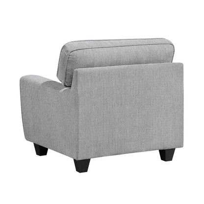 Beny Accent Chair w Pillow, Track Arms, Foam Fill Gray Chenille, Black