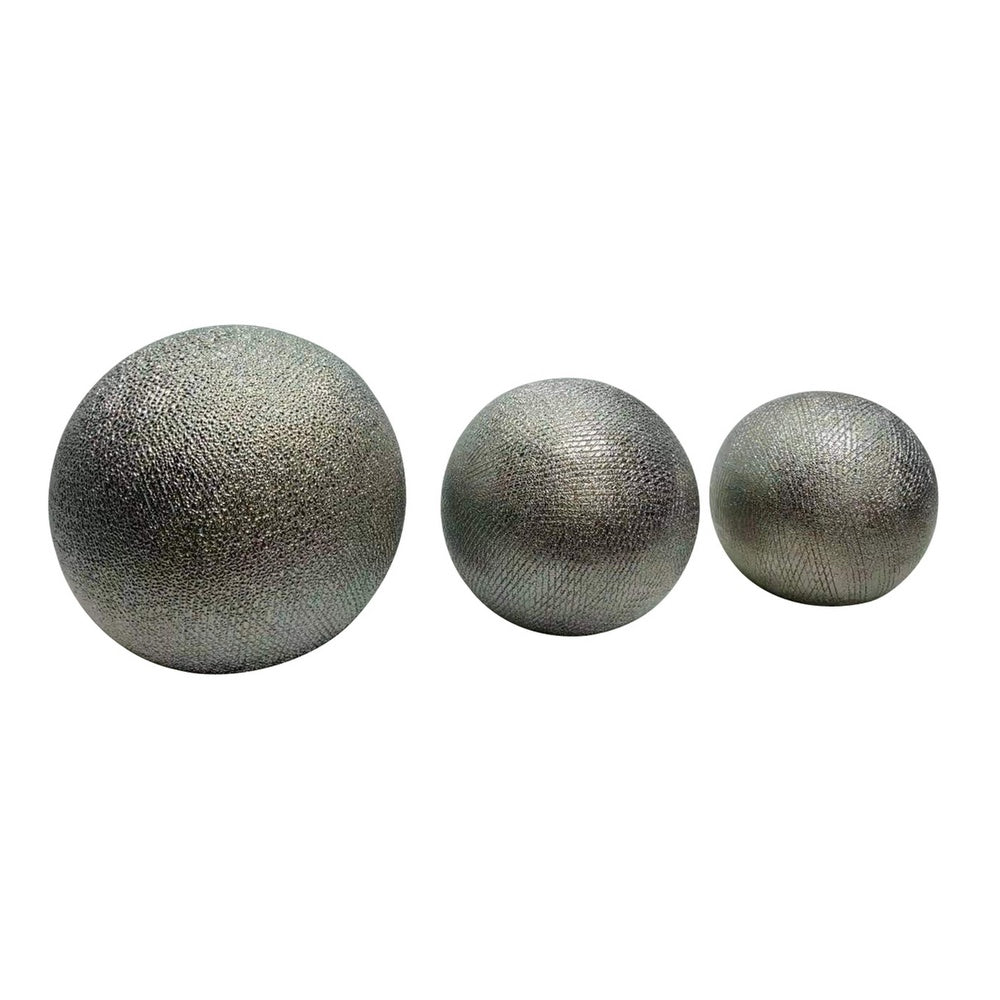 Decorative Ball Orb Set of 3, Cross-Hatched Texture