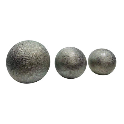 Decorative Ball Orb Set of 3, Cross-Hatched Texture