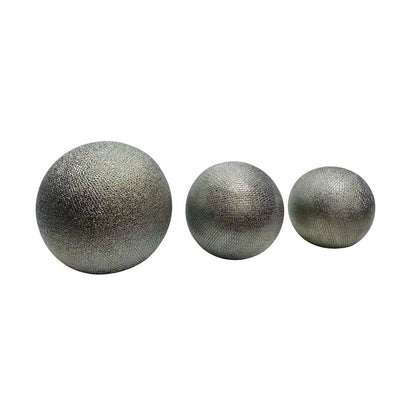Decorative Ball Orb Set of 3, Cross-Hatched Texture