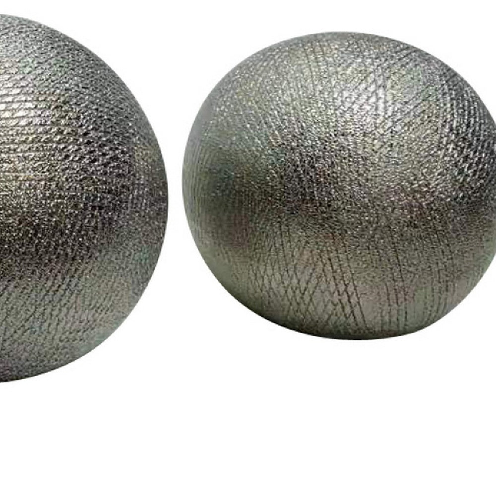 Decorative Ball Orb Set of 3, Cross-Hatched Texture