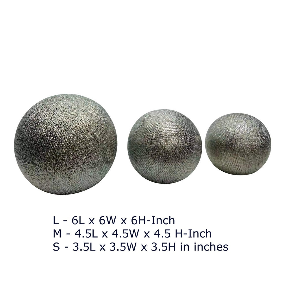 Decorative Ball Orb Set of 3, Cross-Hatched Texture