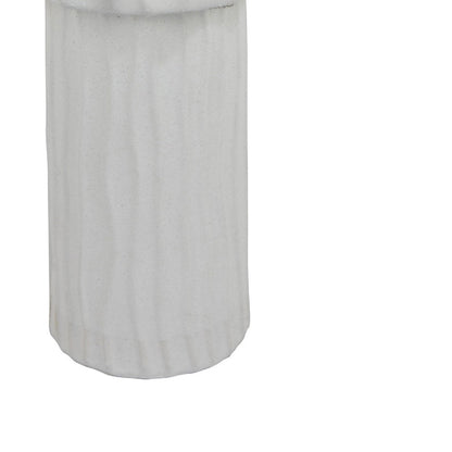Asmi Decorative Vase, 2-Tier Design, Wavy Ribbed White Ceramic 14 Inch