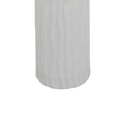 Asmi Decorative Vase, 2-Tier Design, Wavy Ribbed White Ceramic 14 Inch