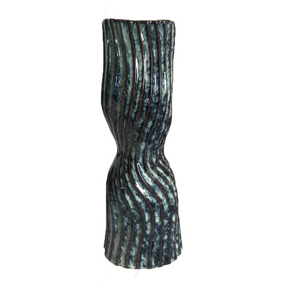 Decorative Vase, Fluted Hourglass Shape