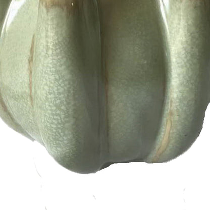Tulipiere Vase, Crackled Texture, Sage Green and Brown Ceramic 9 Inch