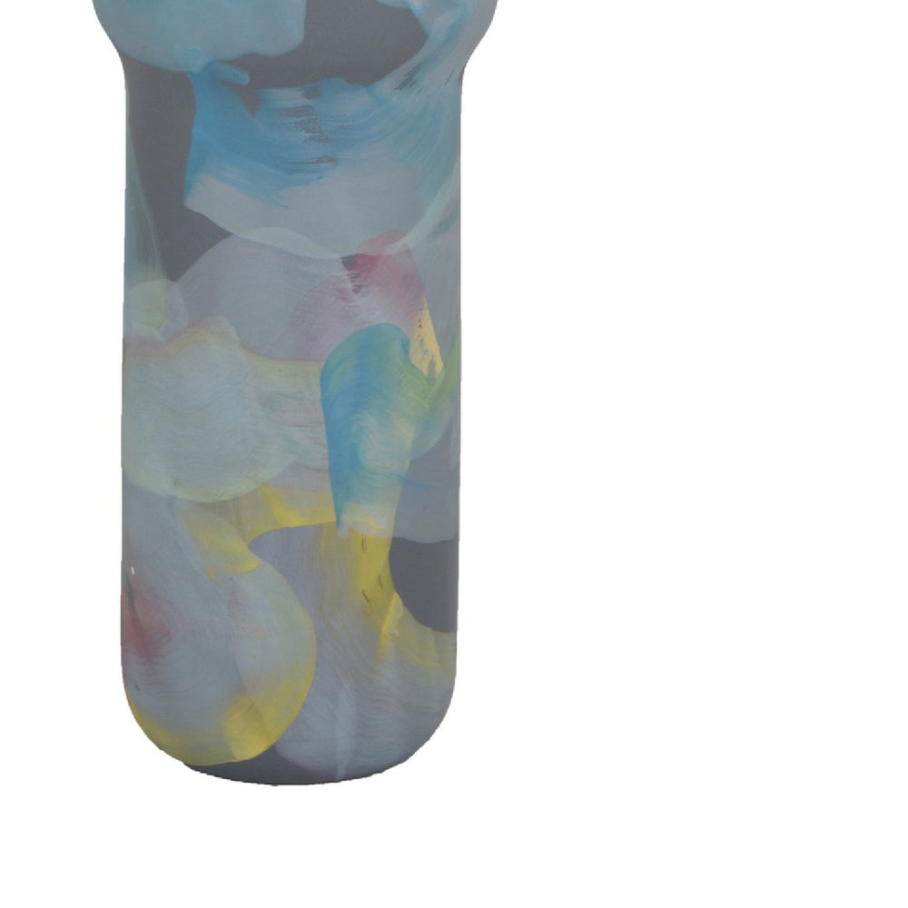 Riya Decorative Vase, Abstract Watercolor Art, Blue Ceramic 21 Inch