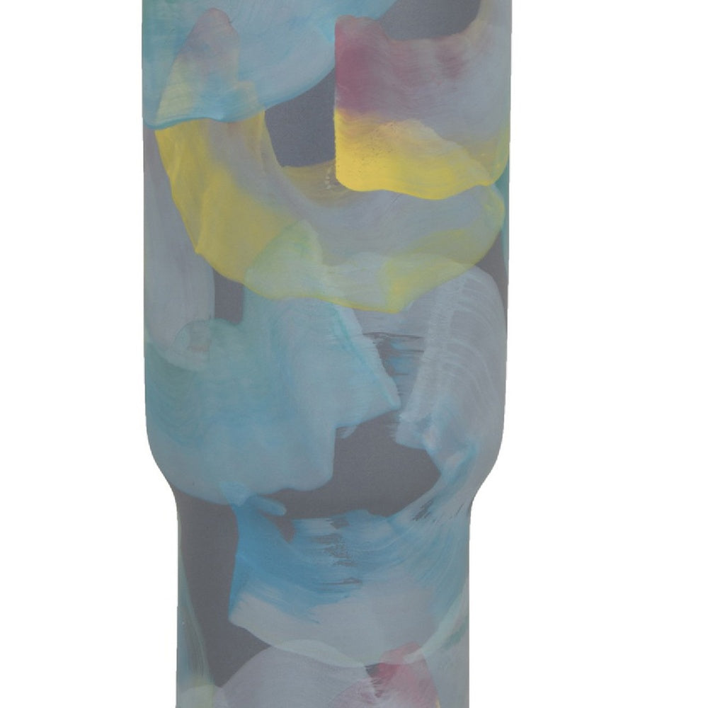 Riya Decorative Vase, Abstract Watercolor Art, Blue Ceramic 21 Inch