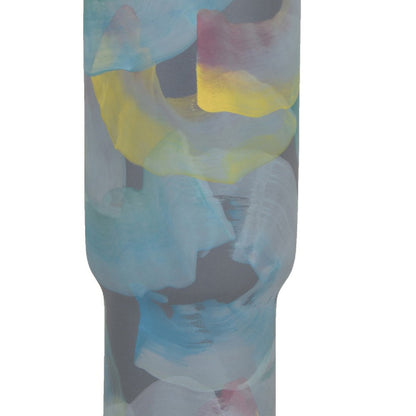 Riya Decorative Vase, Abstract Watercolor Art, Blue Ceramic 21 Inch