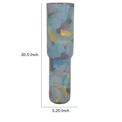 Riya Decorative Vase, Abstract Watercolor Art, Blue Ceramic 21 Inch