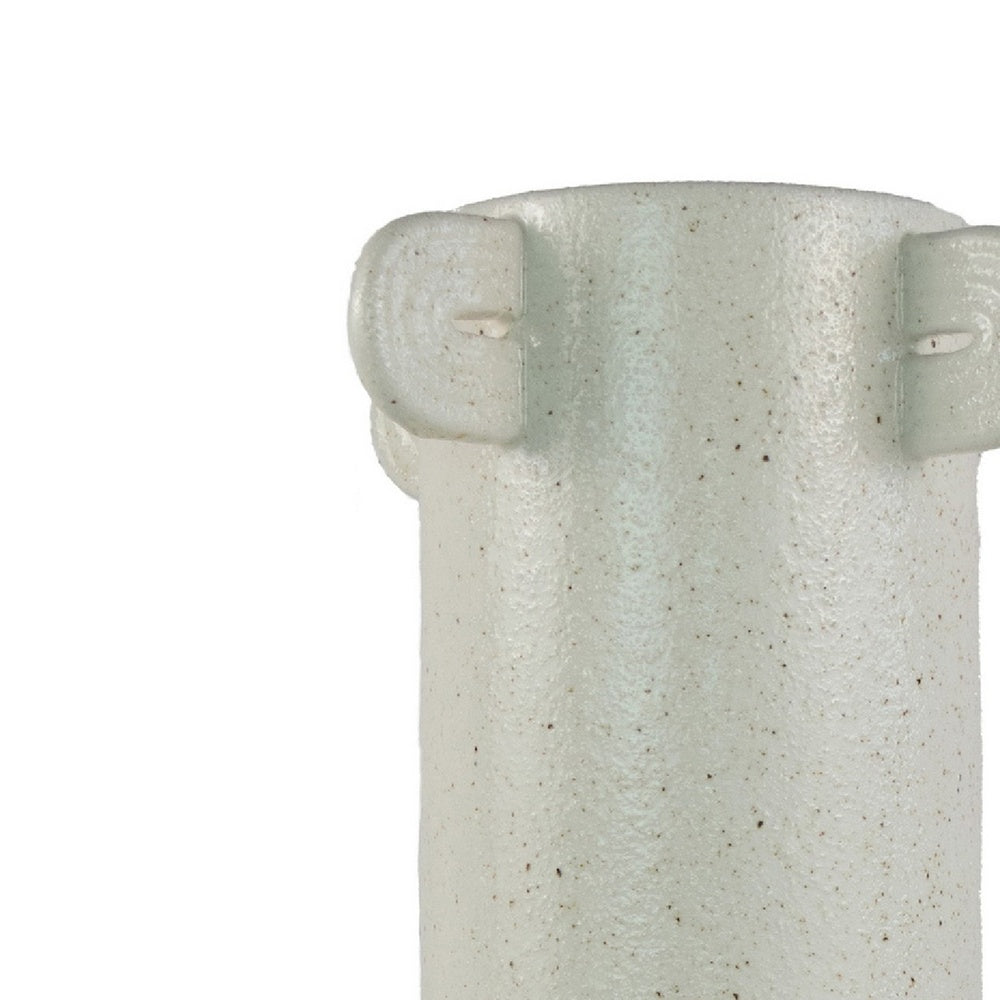 Dere Capsule Vase, Lug Handles, Pedestal, Matte White Ceramic 16 Inch