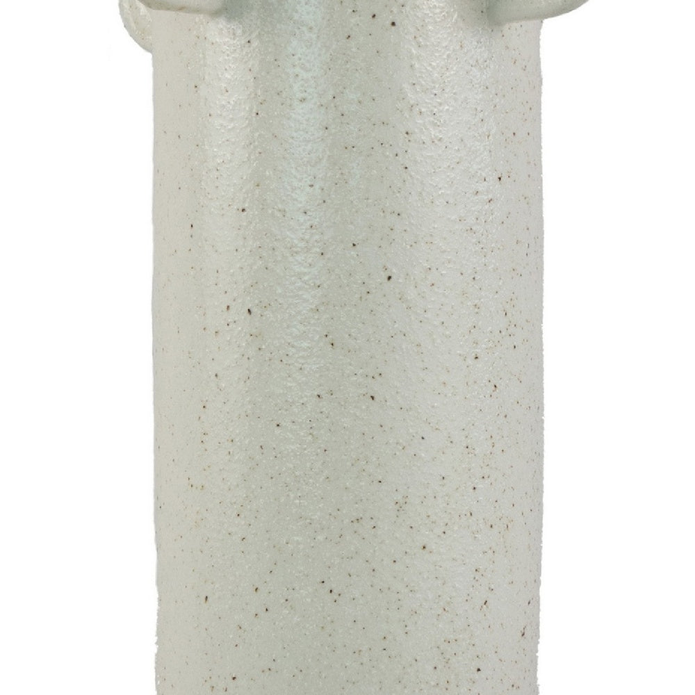 Dere Capsule Vase, Lug Handles, Pedestal, Matte White Ceramic 16 Inch