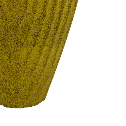 Kathy Decorative Vase, Asymmetrical Rim, Ribbed Yellow Ceramic 15 Inch