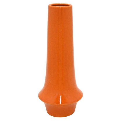 Seny Decorative Vase, Narrow Neck, Flared Base, Orange Ceramic 16 Inch